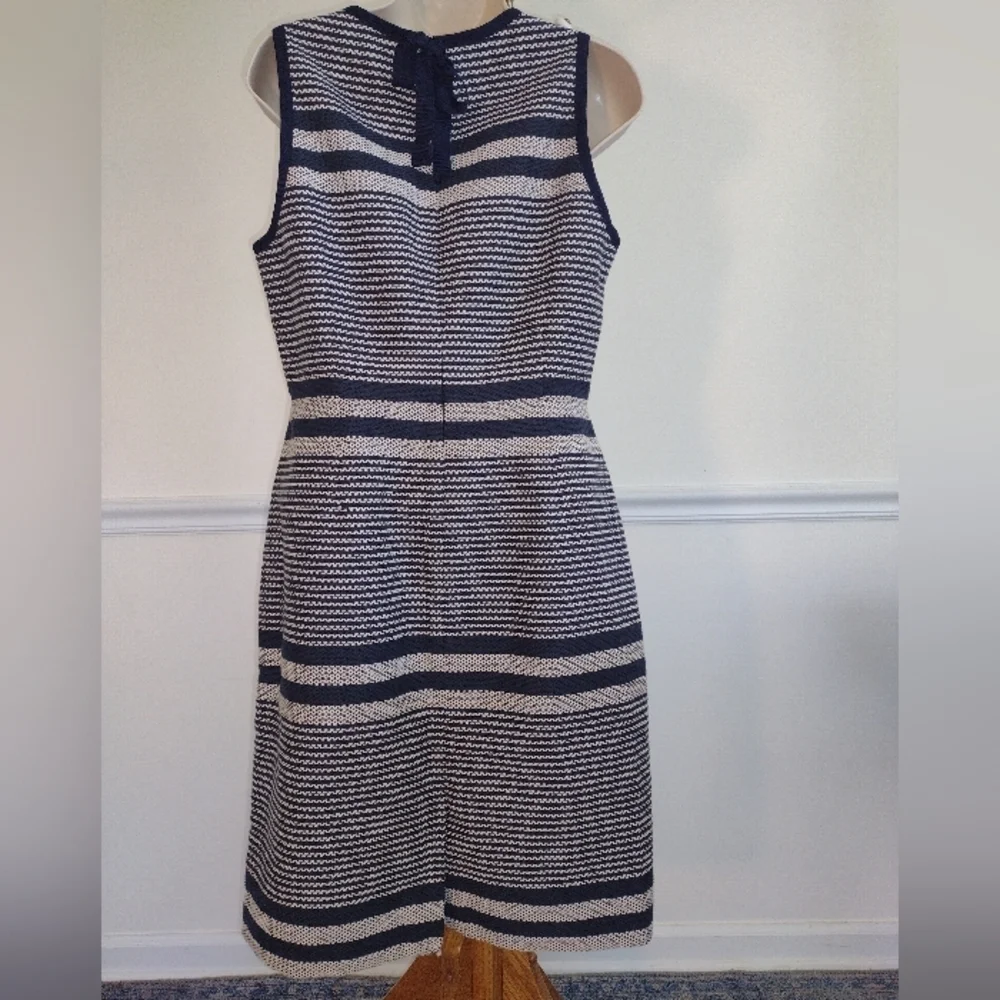 J. Crew Navy and Off White Tweed Sheath Dress NWOT Size 6